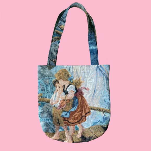 Upcycled Handmade Tapestry Angel Tote Bag! - Picture 7 of 8